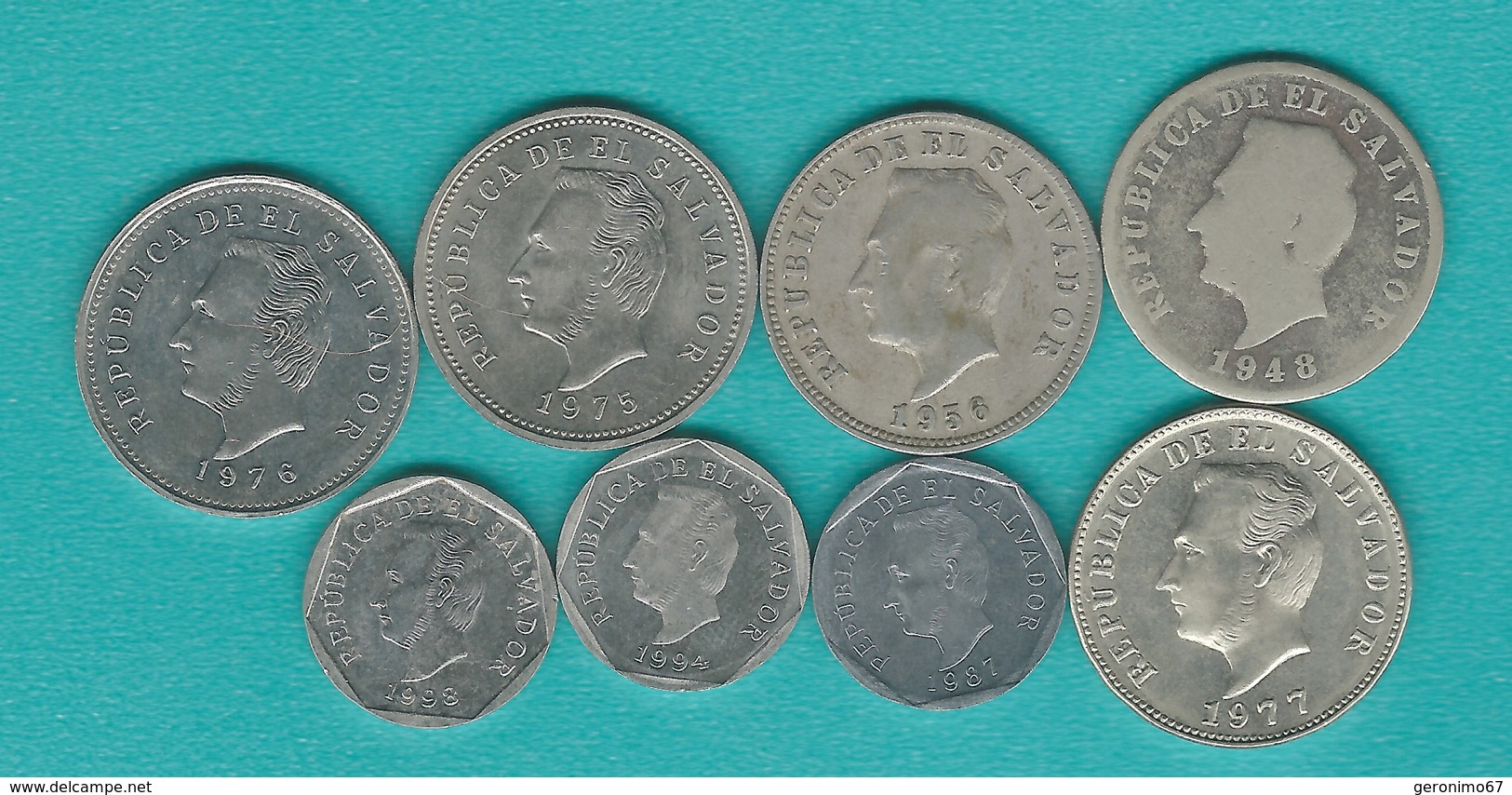 El Salvador - 5 Centavos X 8 - 1948 (KM134), 1956 (KM134a), 1975 (KM149), 1976 (KM149a), 1977 (KM149b), 1987 (KM154), 19 - El Salvador