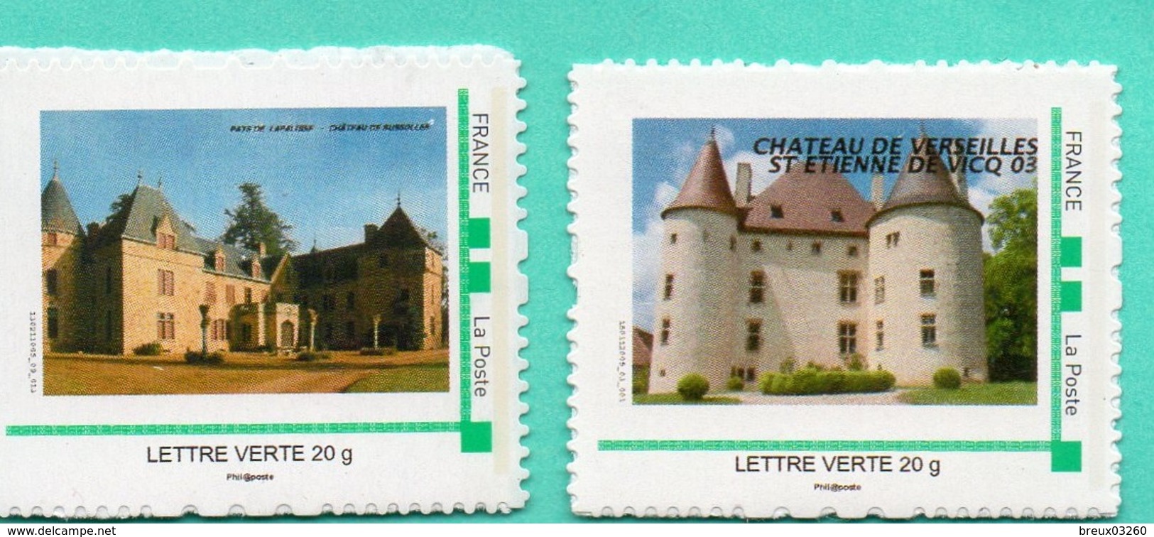 2 Timbres- " Châteaux,:Canton De LAPALISSE 03"- Montimbreà Moi- - Autres & Non Classés