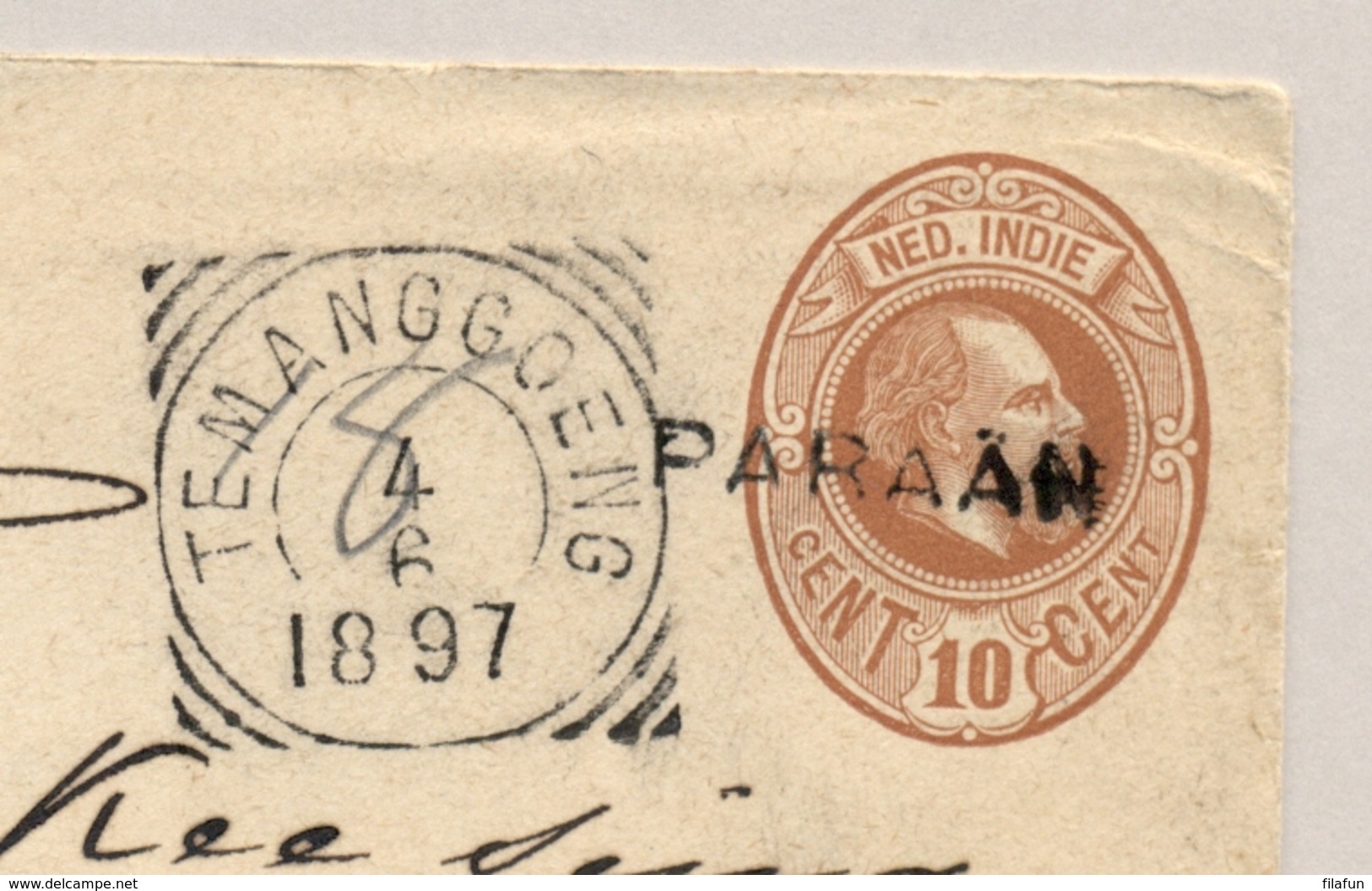 Nederlands Indië - 1897 - 10 Cent Envelop Van L PARAÄN Via VK TEMANGGOENG En MAOS Naar Batavia - Nederlands-Indië