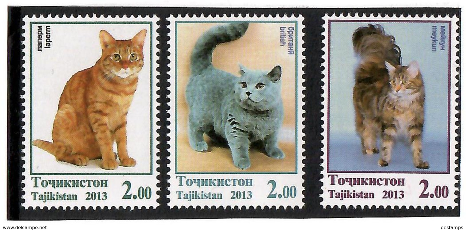 Tajikistan.2013 Cats. 3v: X 2.00   Michel # 614-16 - Tayikistán
