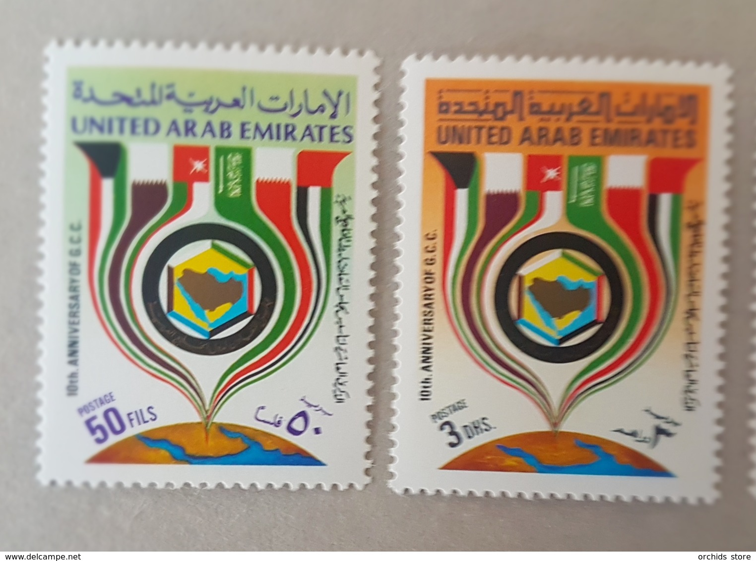 DE23- United Arab Emirates UAE 1991 10th ANNIVERSARY OF GCC FLAG MAP BAHRAIN KUWAIT OMAN QATAR SAUDI MNH - United Arab Emirates (General)