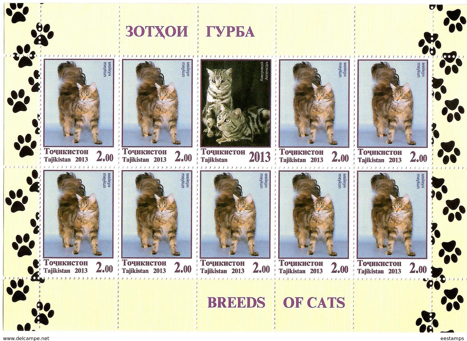 Tajikistan.2013 Cats. 3 Sheetlets, Each Of 9 + Label   Michel # 614-16 KB - Tadjikistan