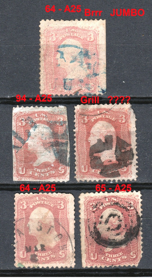 US - 1861 -   SCOTT  A25 - Lot Divers - 2 With Grill - Brrrrr - Autres & Non Classés