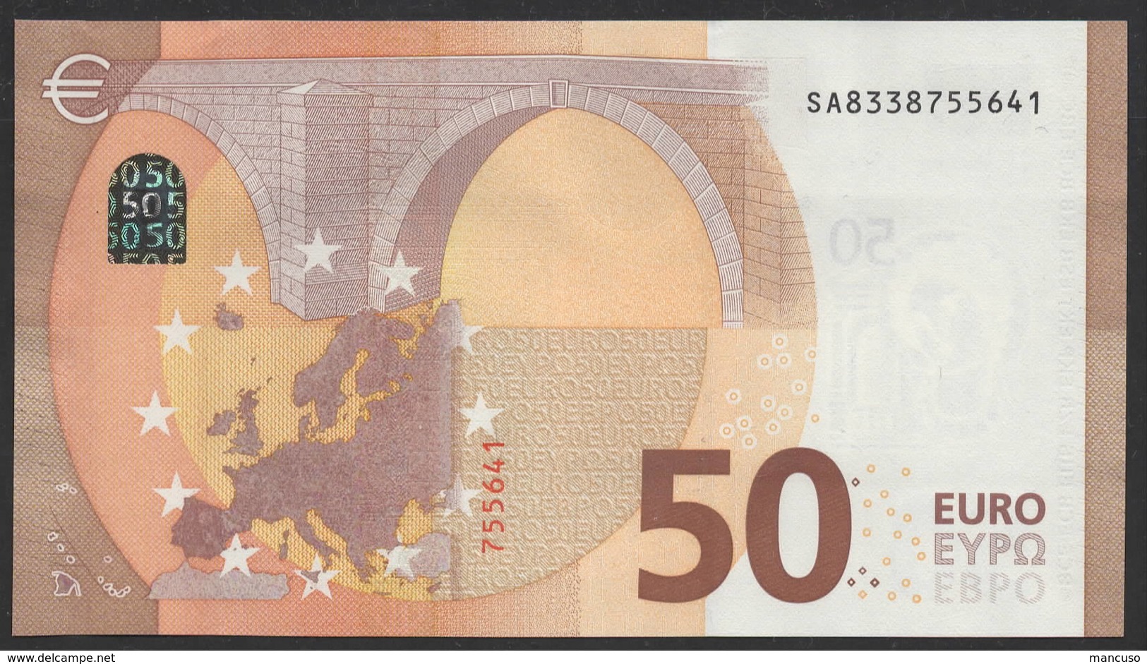 50 EURO ITALIA  SA  S017 H5 LAST POSITION  Ch. "33"  - DRAGHI   UNC - 50 Euro