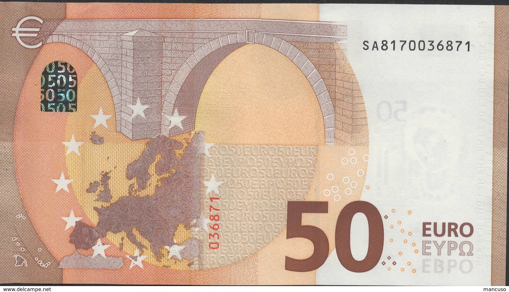 50 EURO ITALIA  SA  S011 H5 LAST POSITION  Ch. "17"  - DRAGHI   UNC - 50 Euro