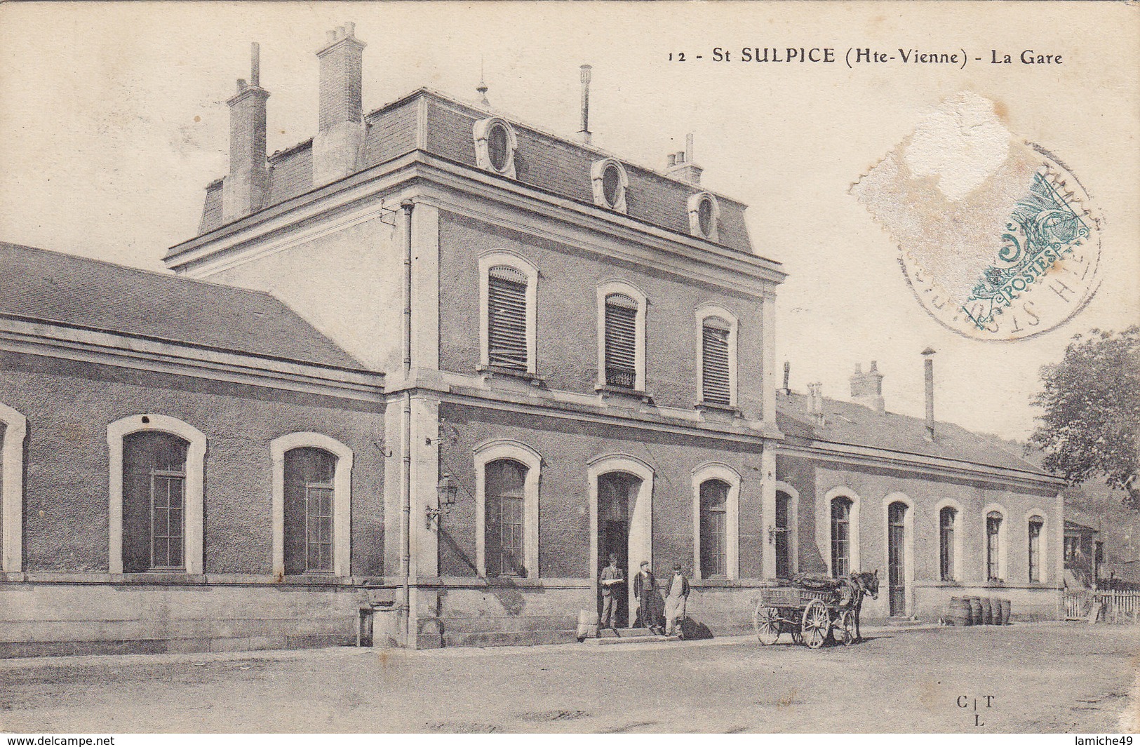 ST SULPICE (Hte-Vienne) La Gare Circulée 1905 - Saint Sulpice Les Feuilles