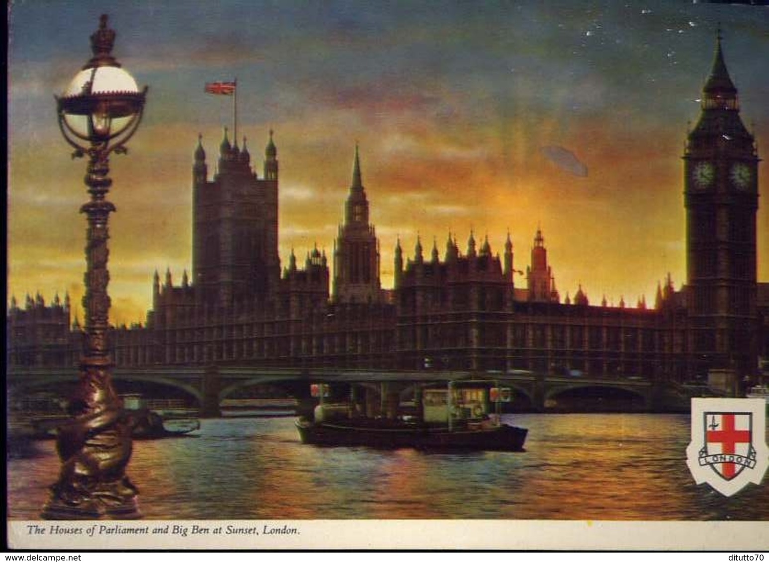 The Houses Of Parlament And Big Ben At Sunset - London - Formato Grande Viaggiata Mancante Di Affrancatura – E 9 - Altri & Non Classificati
