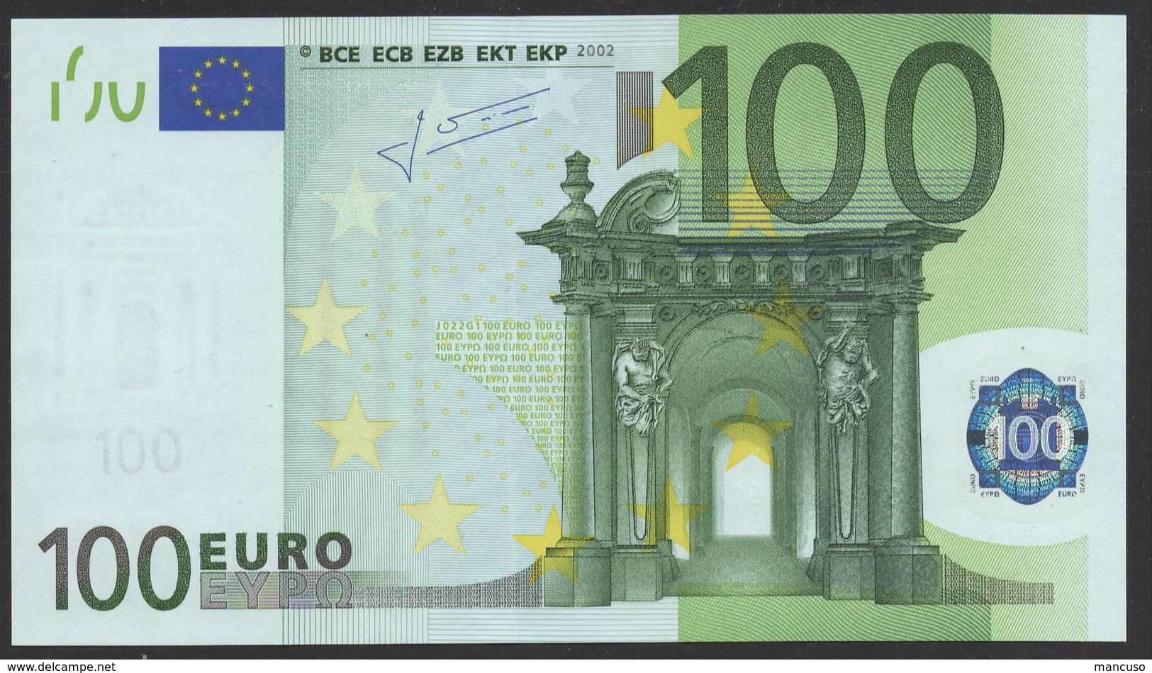 S  ITALIA 100 EURO J022 G1 - TRICHET   UNC - 100 Euro