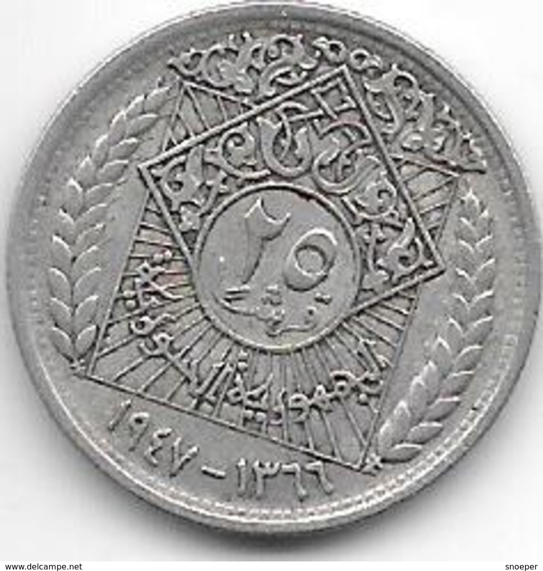 *syria 25 Piastres 1947  Km 79   Xf+ - Syria