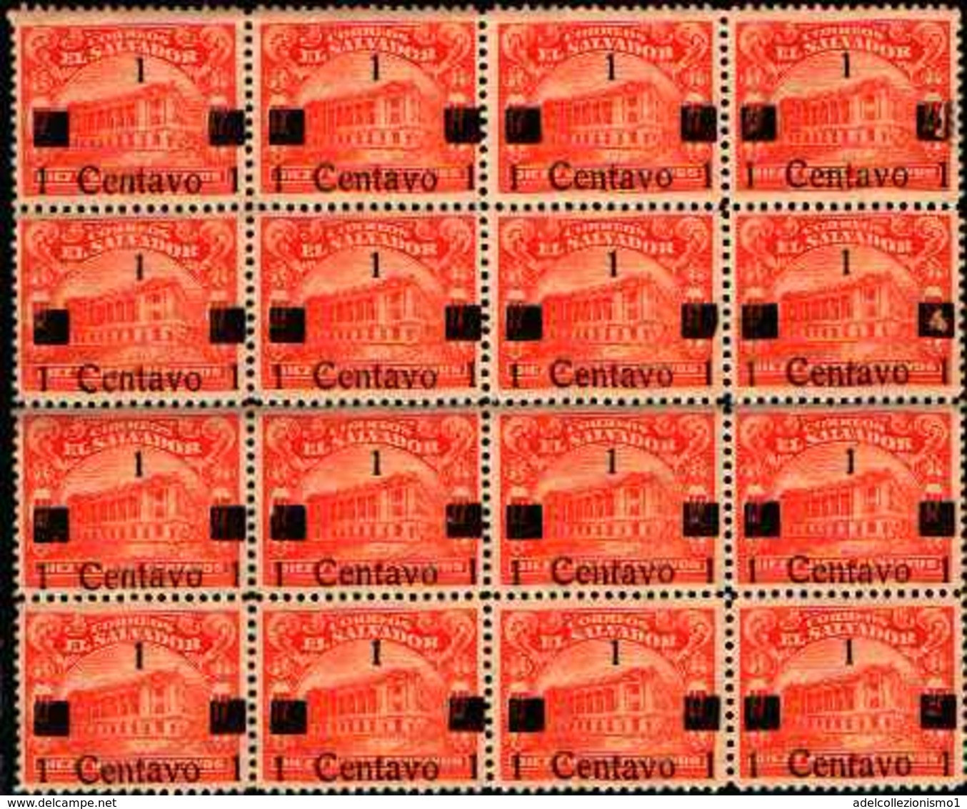 74779) 1919 - EL SALVADOR - SURCHARGED IN BLACK - SCOTT 457 A83 1C ON 17C LOTTO DI 28 V.-SG - El Salvador