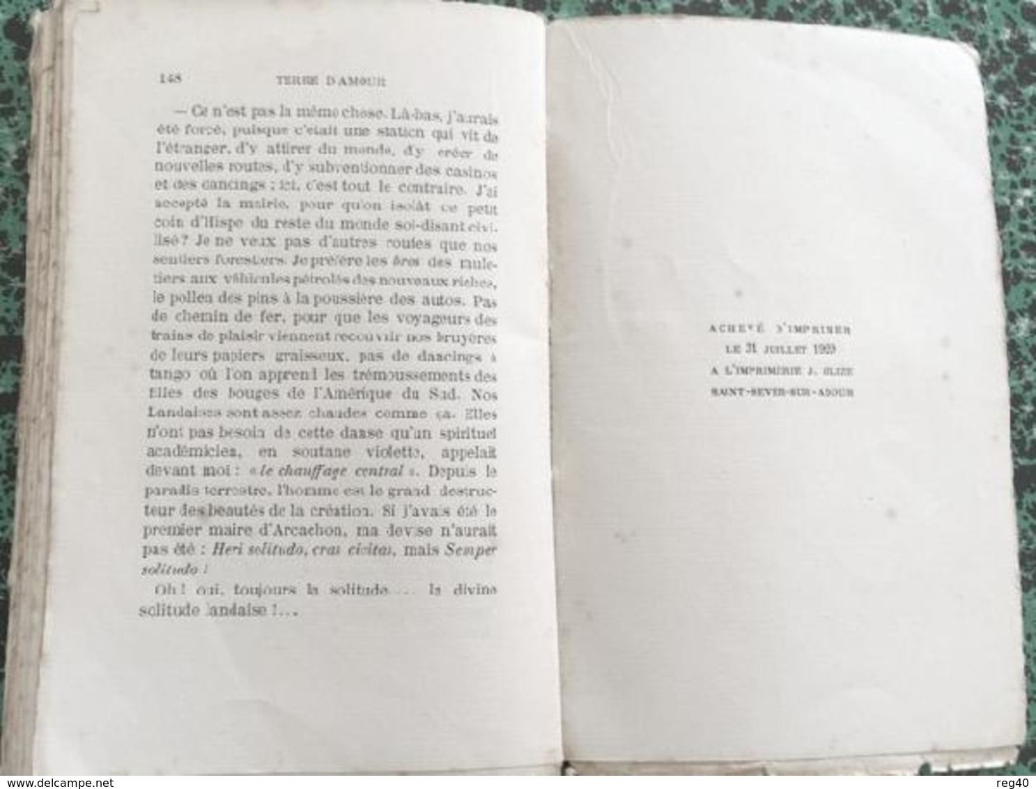 * TERRE D'AMOUR * ARCACHON par Guy de PIERREFEUX < E.O.1929 N°18/25 exemplaires