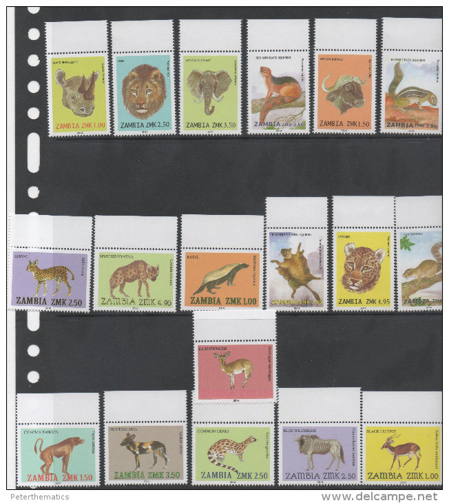 ZAMBIA ,2014, MNH,DEFINITIVES, 18v, LIONS, RHINOS, HYENAS, BUFFALO,FELINES, SQUIRRELS, SCARCE - Eagles & Birds Of Prey