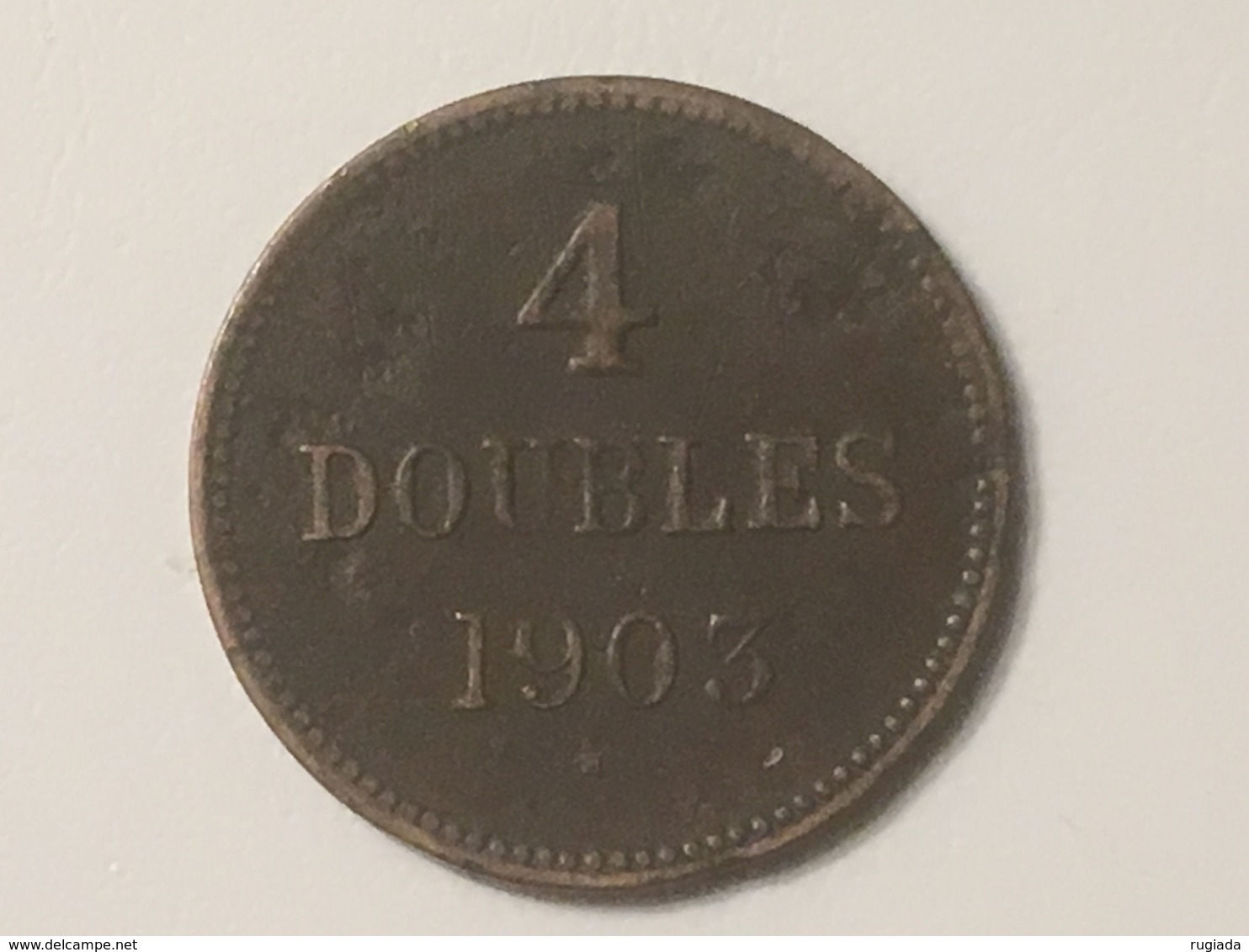 1903 Guernsey 4 Doubles Coin, Fine - Guernsey