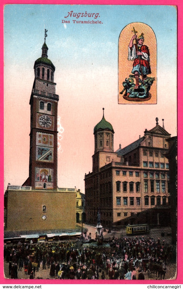 Augsburg - Das Turamichele - Tramway - Fontaine - Animée - Verlag Von THEO JUNGE - 1929 - Colorisée - Augsburg