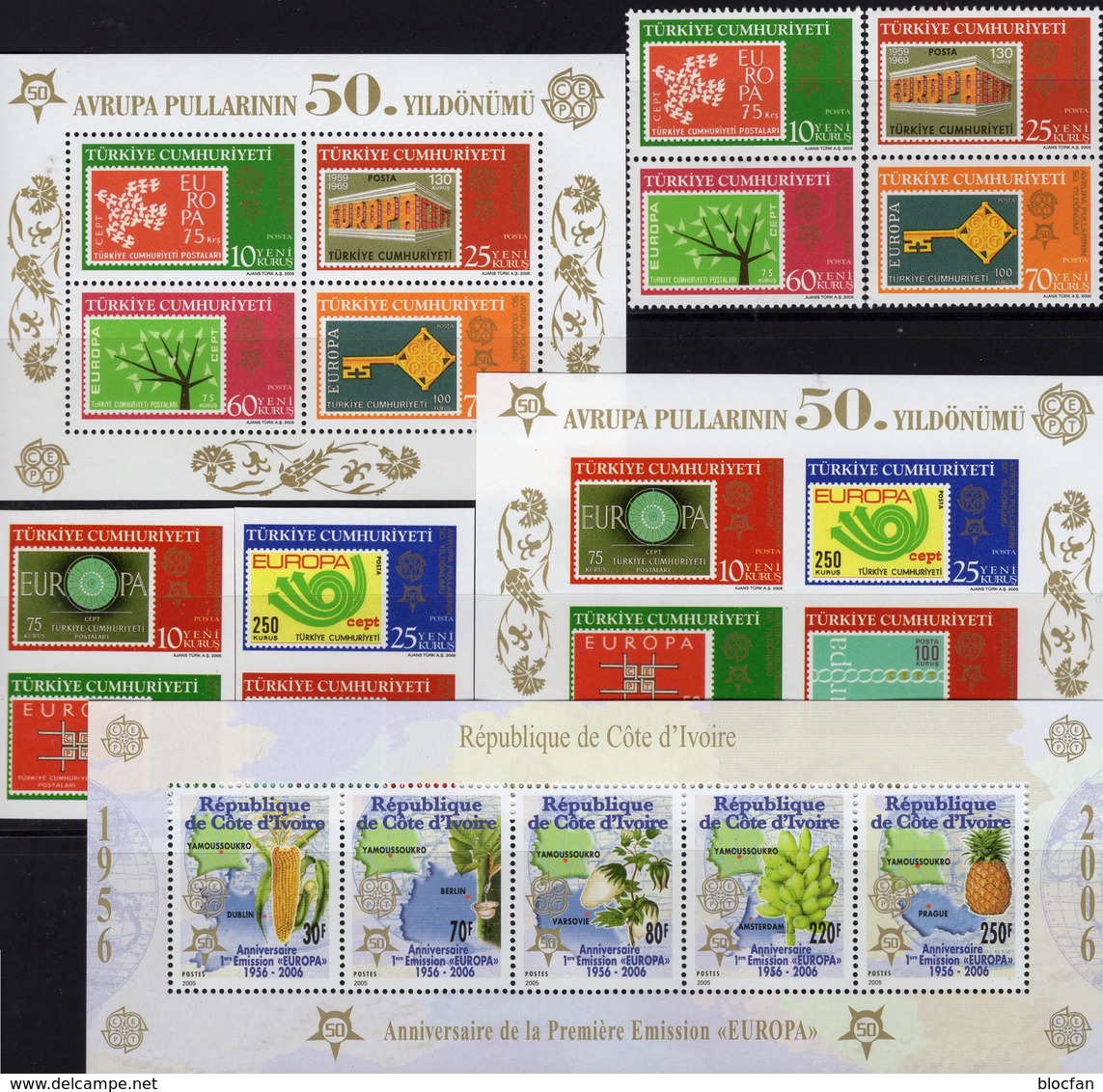 CEPT 2005 Ivoire Bl.174,Türkei 3491/8ZD,Blocks 58+59 ** 75€ Ss Hb Blocs Art Sheets Bf Stamps On Stamp Topics EUROPA - Joint Issues