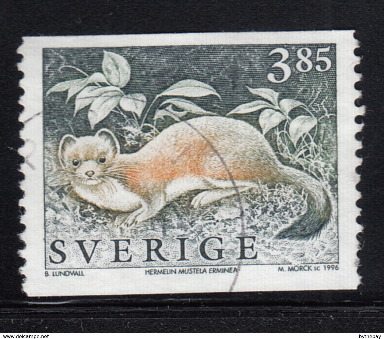 Sweden 1996 Used Sc #1931 3.85k Mustela Erminea Stoat - Oblitérés