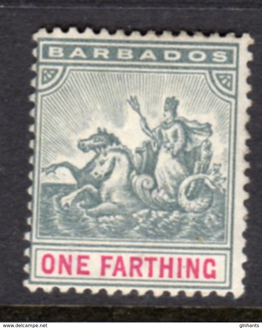 BARBADOS - 1892 ONE FARTHING WMK CROWN CA STAMP MINT MM * SG 105 - Barbados (...-1966)