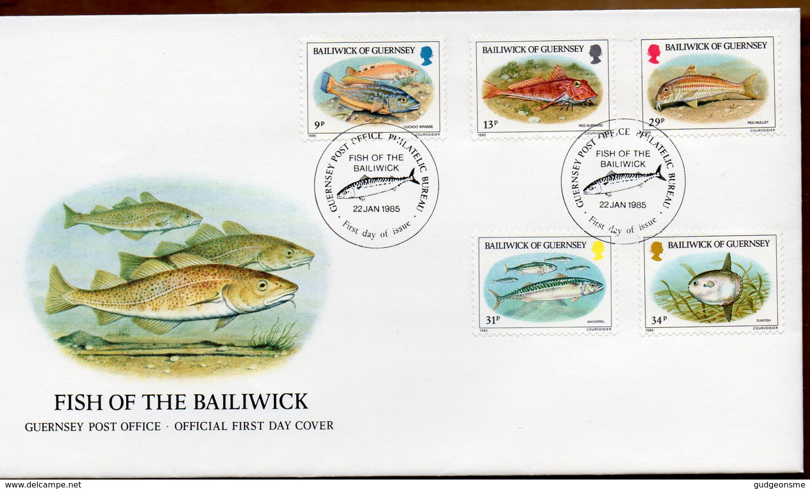 1985 Fish Set FDC - Guernsey