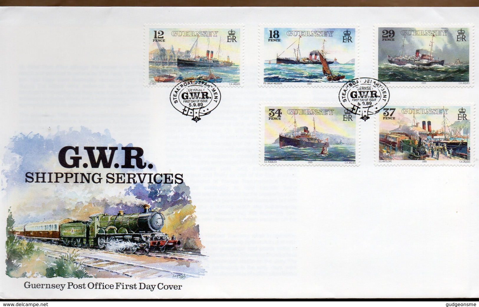 1989 G W R Shipping Set FDC - Guernsey