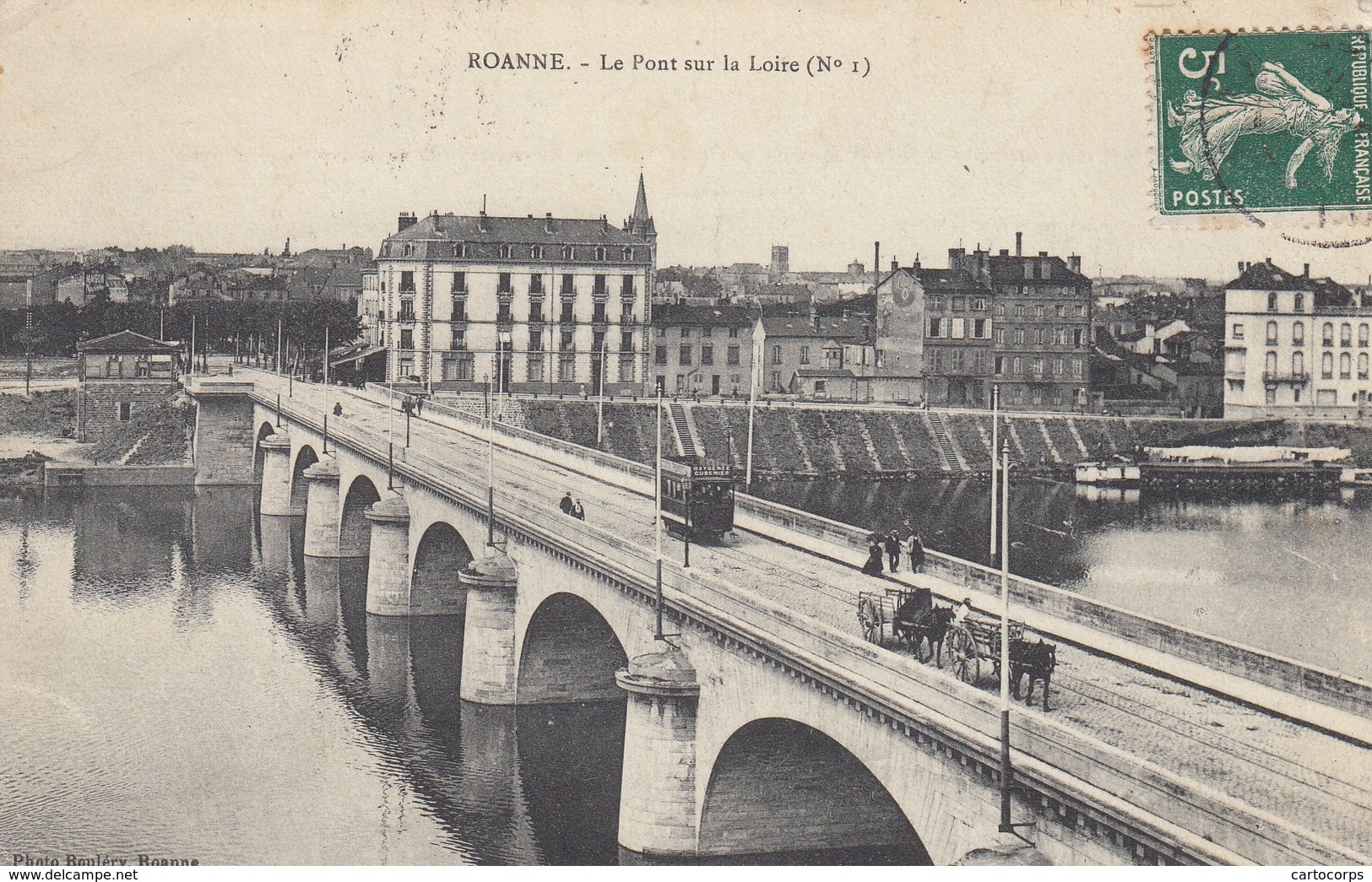 42 - Loire - Roanne - Le Pont Sur La Loire Animé - ( Attelage ) - Roanne