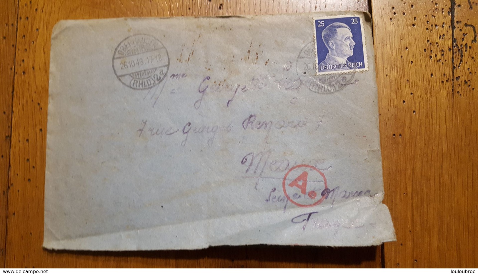 ENVELOPPE AVEC LETTRE TIMBRE HITLER DEUTSCHES REICH 1943 OBERHAUSEN - Briefe U. Dokumente