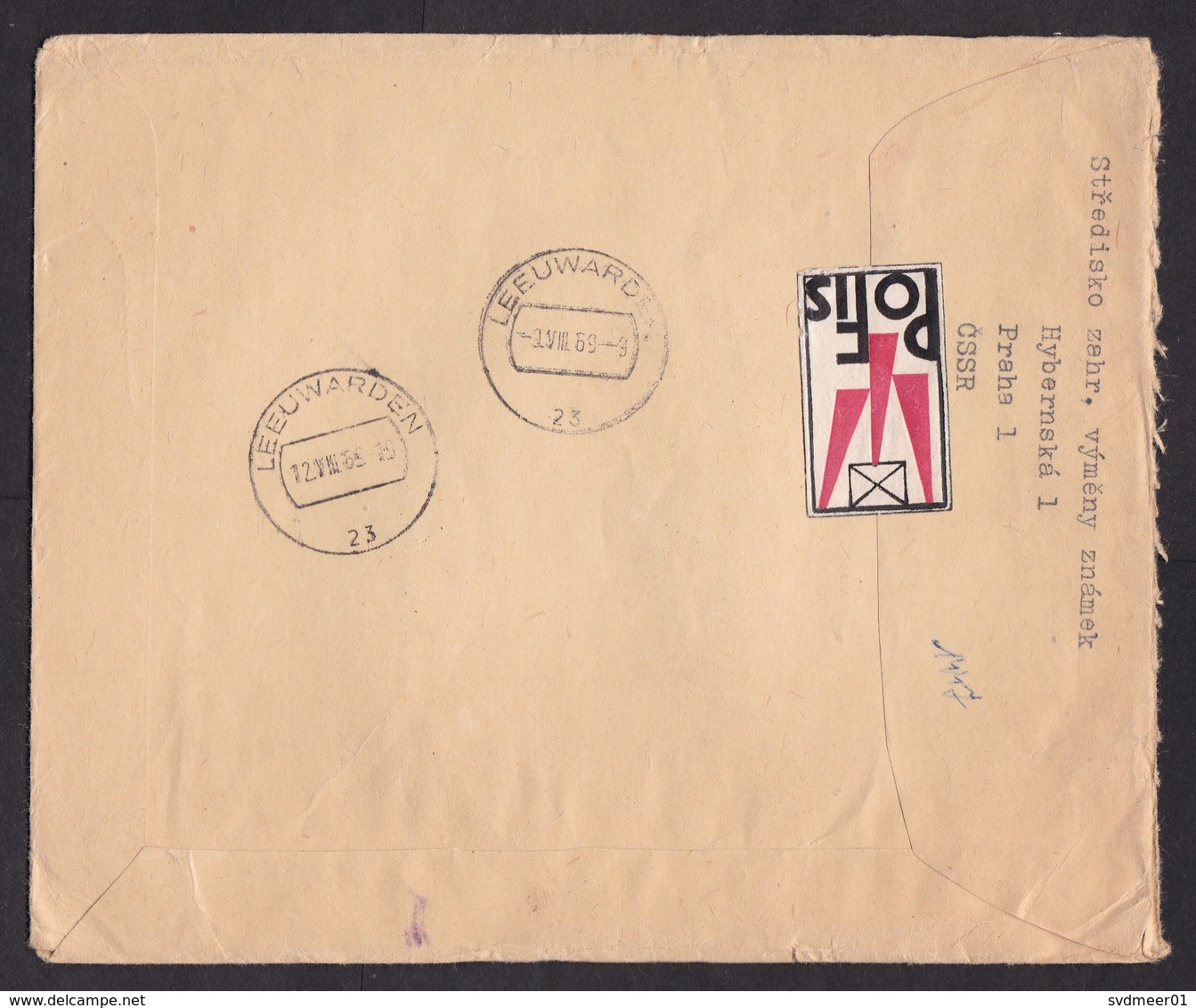 Czechoslovakia: Registered Cover To Netherlands, 1969, 3 Stamps, Customs Label C1, Customs Control Cancel (damaged) - Brieven En Documenten