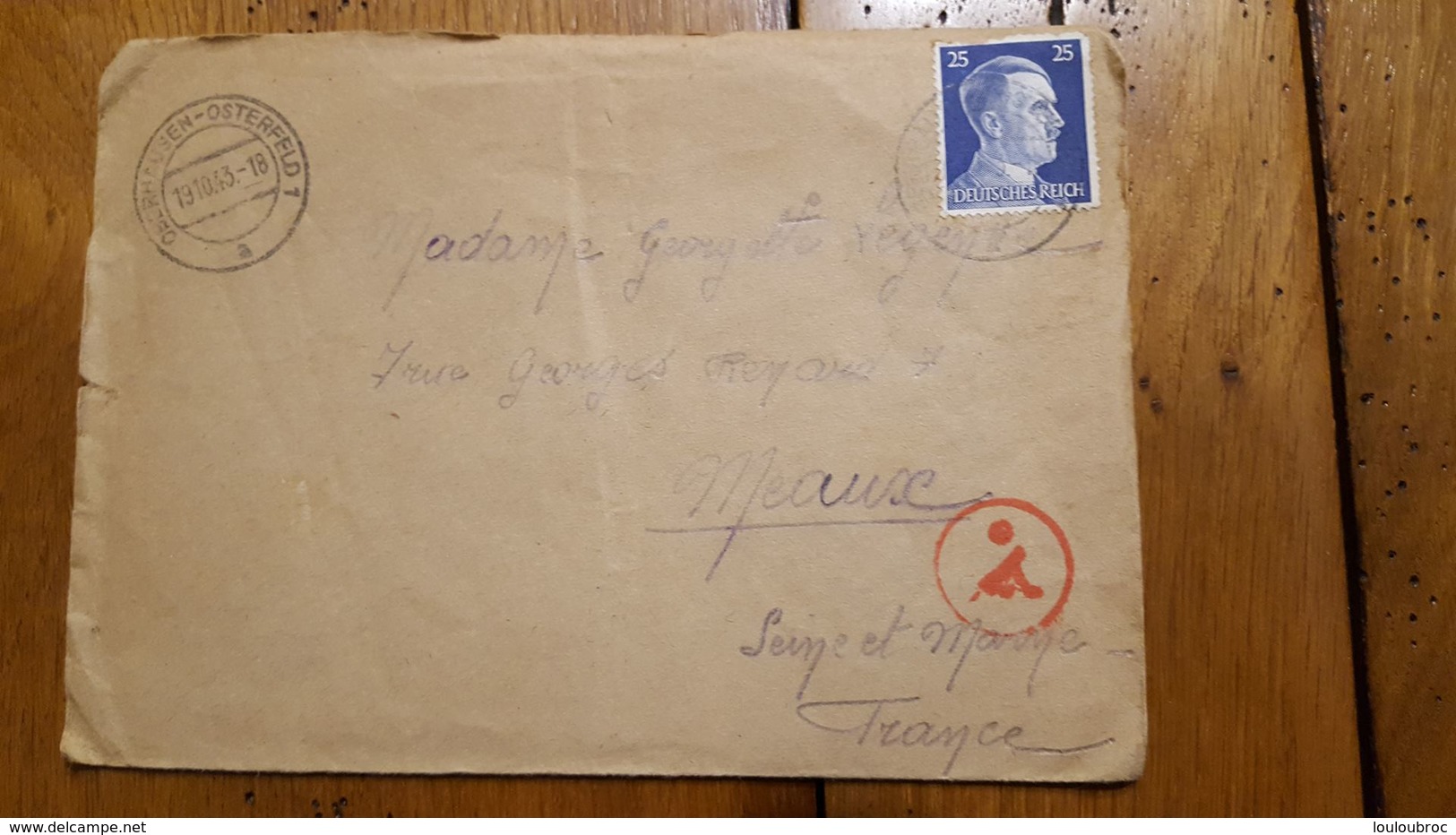 ENVELOPPE AVEC LETTRE TIMBRE  HITLER DEUTSCHES REICH 1943 OBERHAUSEN - Lettres & Documents