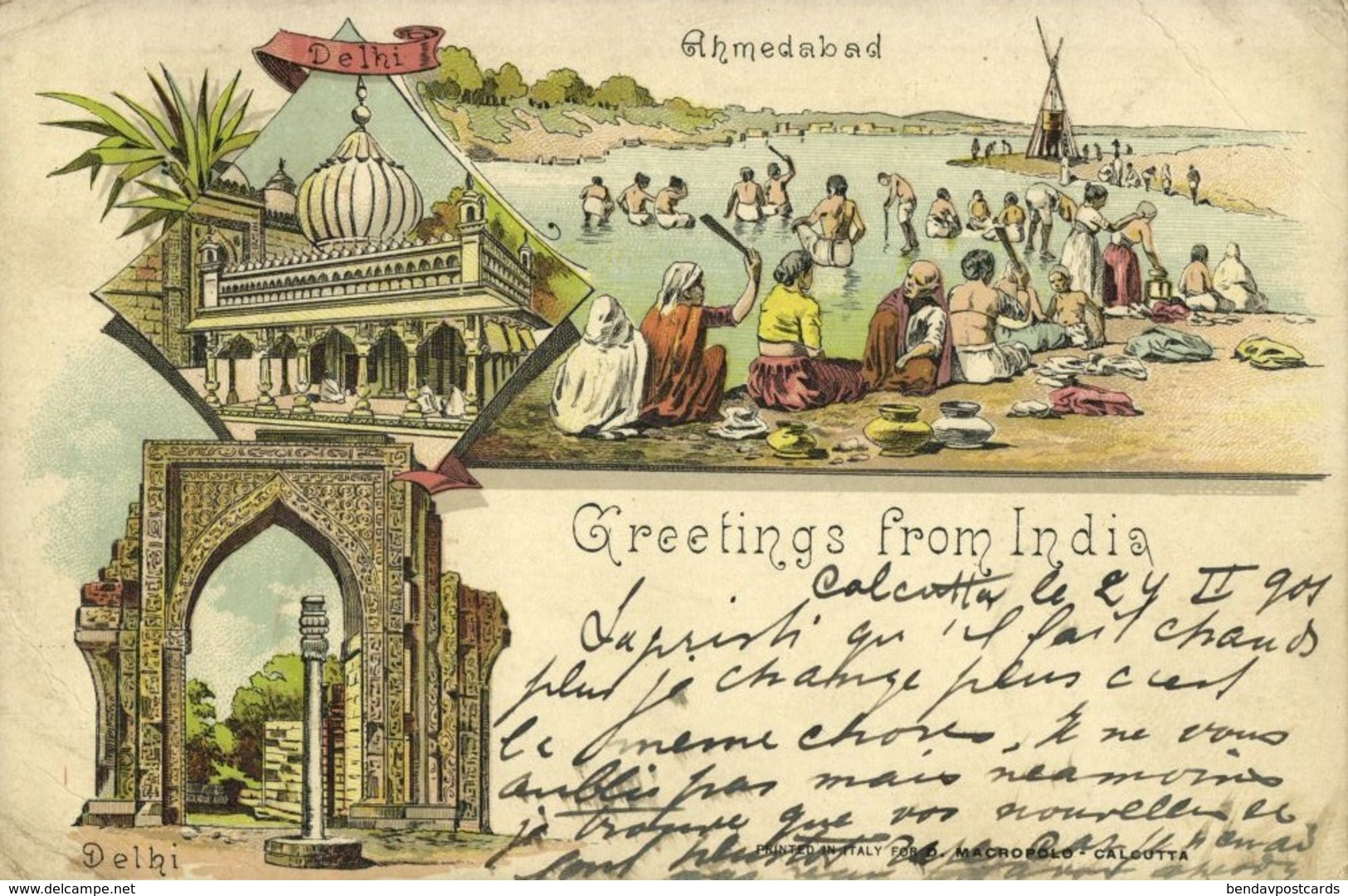 British India, DEHLI, Temple, Gate, Ahmedabad (1901) Postcard - Inde