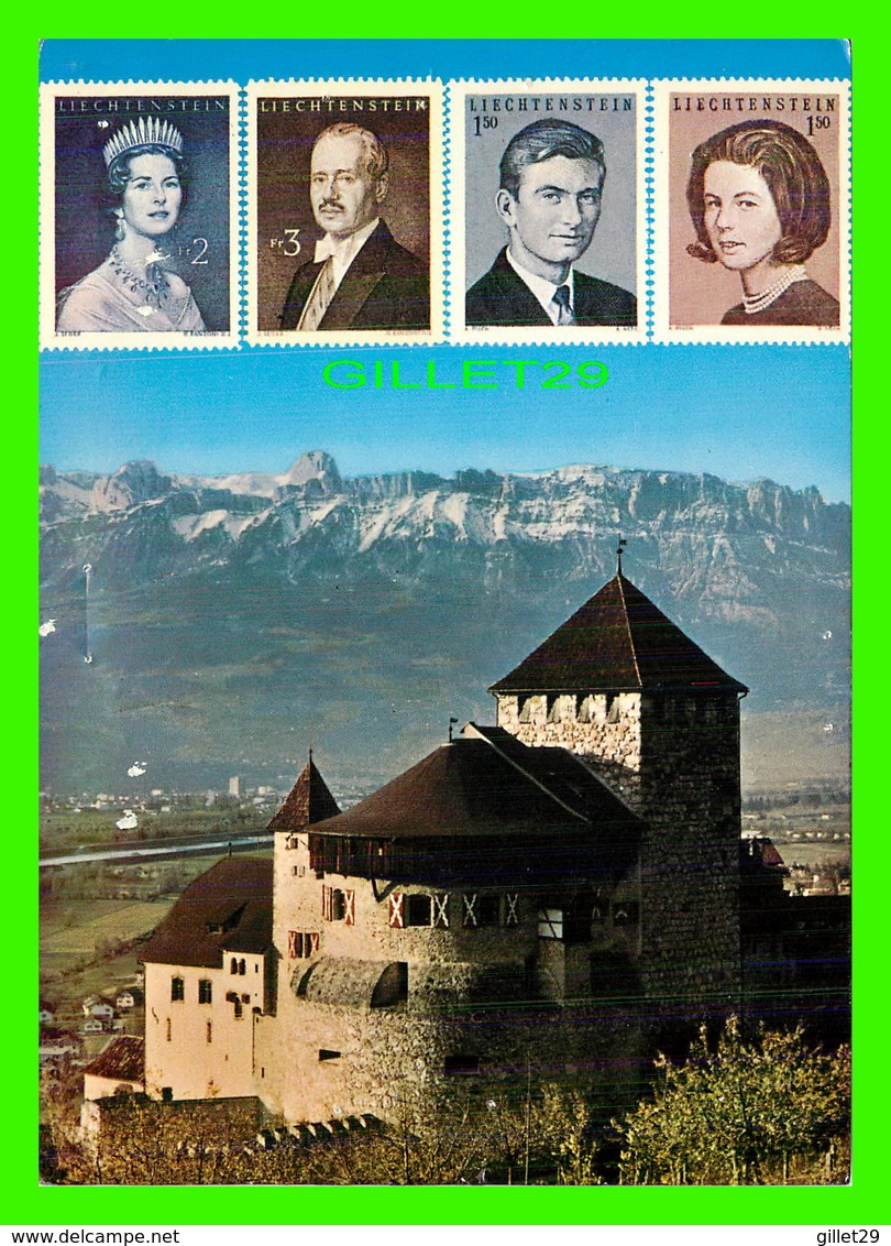 LIECHTENSTEIN - CASTLE OF VADUZ WITH STAMPS ROYAL FAMILY - HUBERT GASSNER - - Liechtenstein