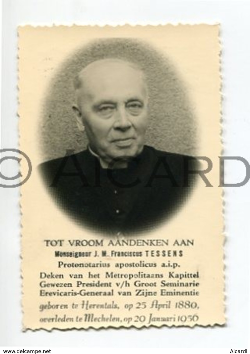 Doodsprentje Monseigneur J.M. Franciscus Tessens °1880 Herentals †1956 Mechelen  (B35) - Todesanzeige