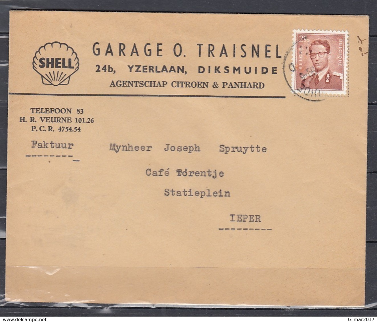 Brief Van Diksmuide Naar Ieper Shell - 1953-1972 Lunettes