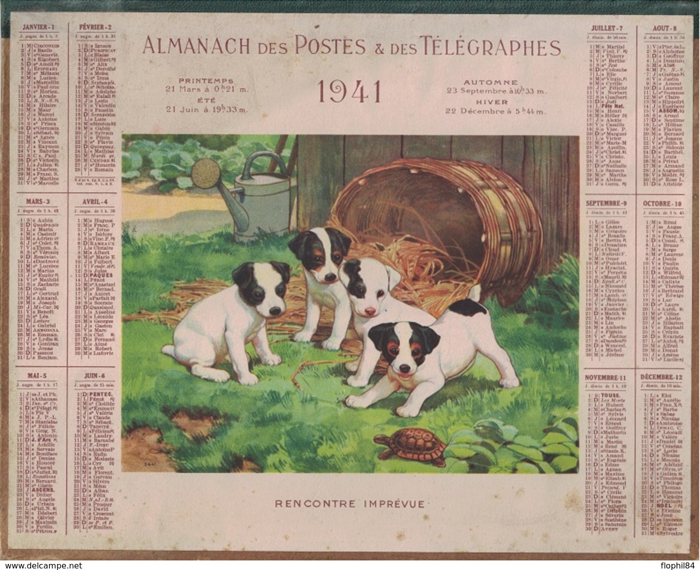 ALMANACH DES POSTES 1941 - COMPLET FORMAT LIVRET DOUBLE CARTONNE - RENCONTRE IMPREVUE - DEPARTEMENT DE LA LOIRE. - Big : 1941-60
