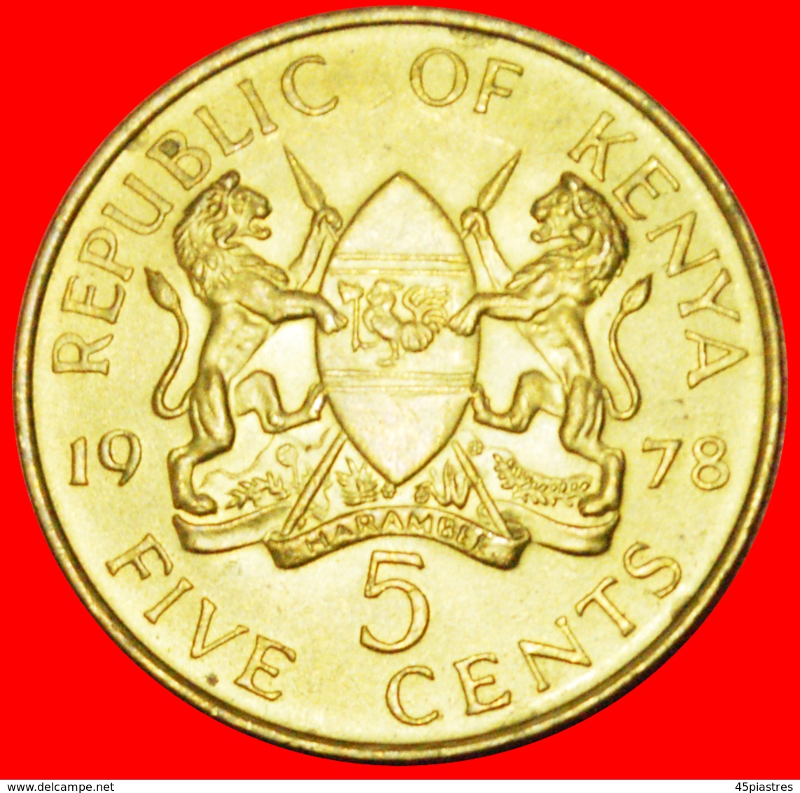 # WITH LEGEND (1969-1978): KENYA ★ 5 CENTS 1978 UNC MINT LUSTER! LOW START ★ NO RESERVE! - Kenya