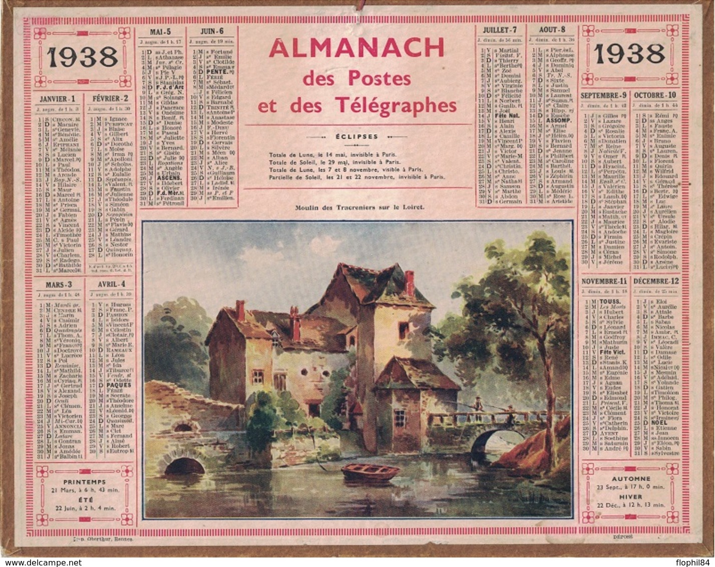 ALMANACH DES POSTES 1938 - FORMAT LIVRET CARTONNE SIMPLE- COMPLET AVEC CARTE - DEPARTEMENT LA SARTHE. - Grand Format : 1941-60