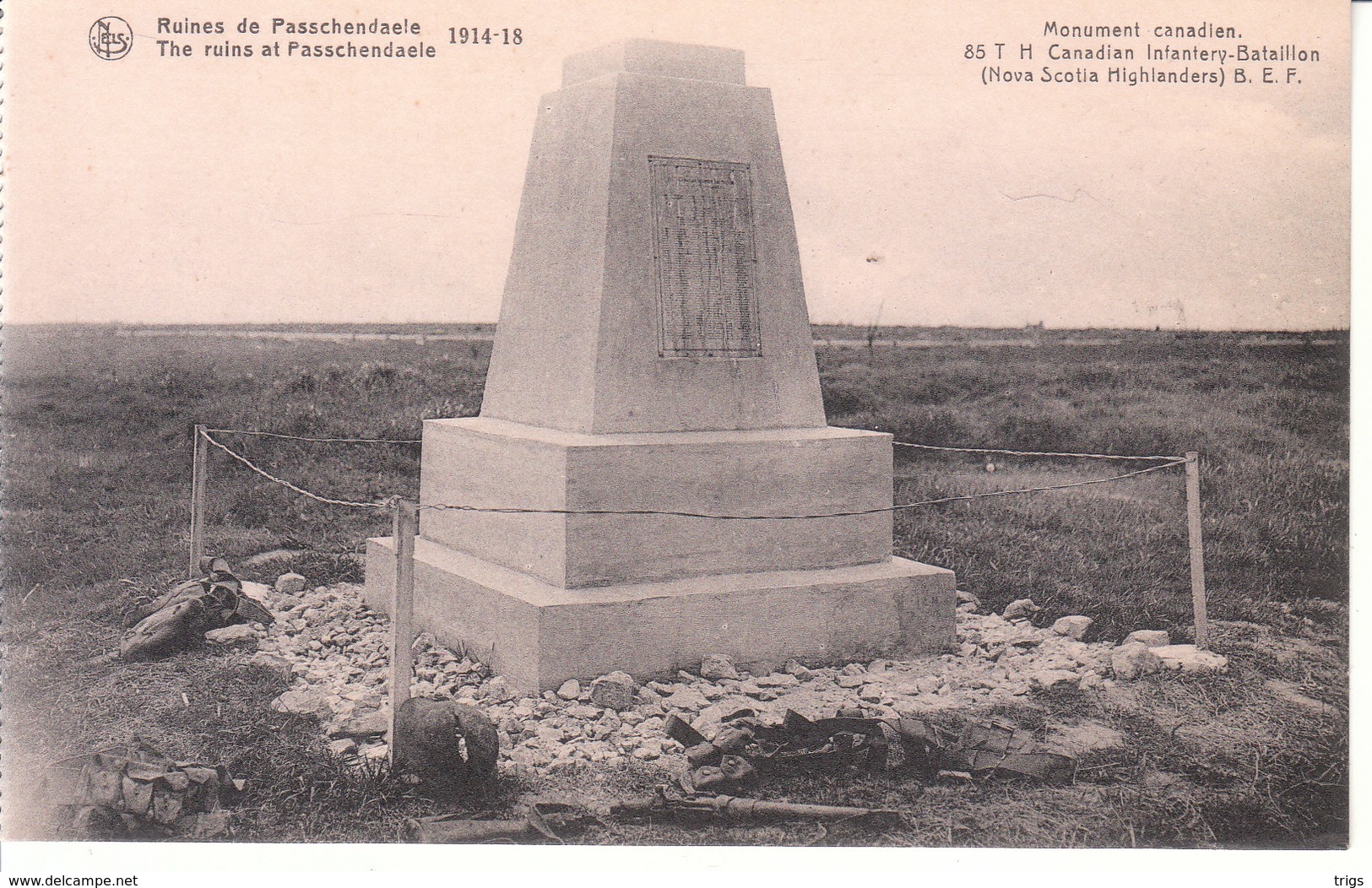 Passchendaele (1914-1918) - Monument Canadien, 85th Canadian Infantery Batallion (Nova Scotia Highlanders) B. E. F. - Zonnebeke