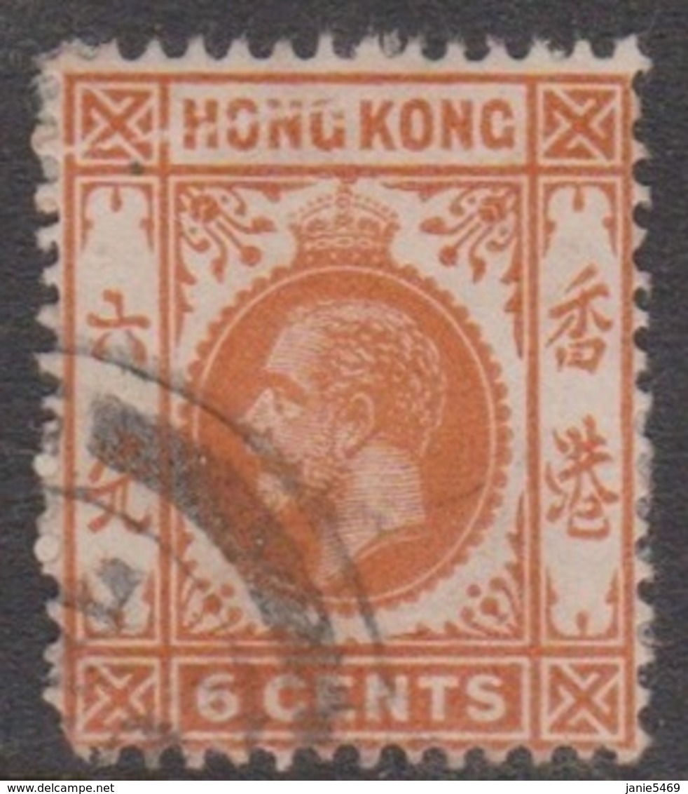 Hong Kong Scott 112 1912  King George V Definitive 6c Orange, Used - Used Stamps