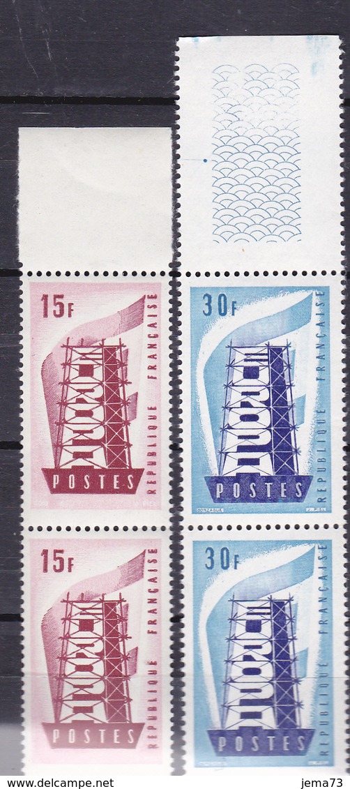 N° 1076 Et 1077 Europa 1956 Série En Paires De 2 Timbres Neuf Impeccable - Unused Stamps