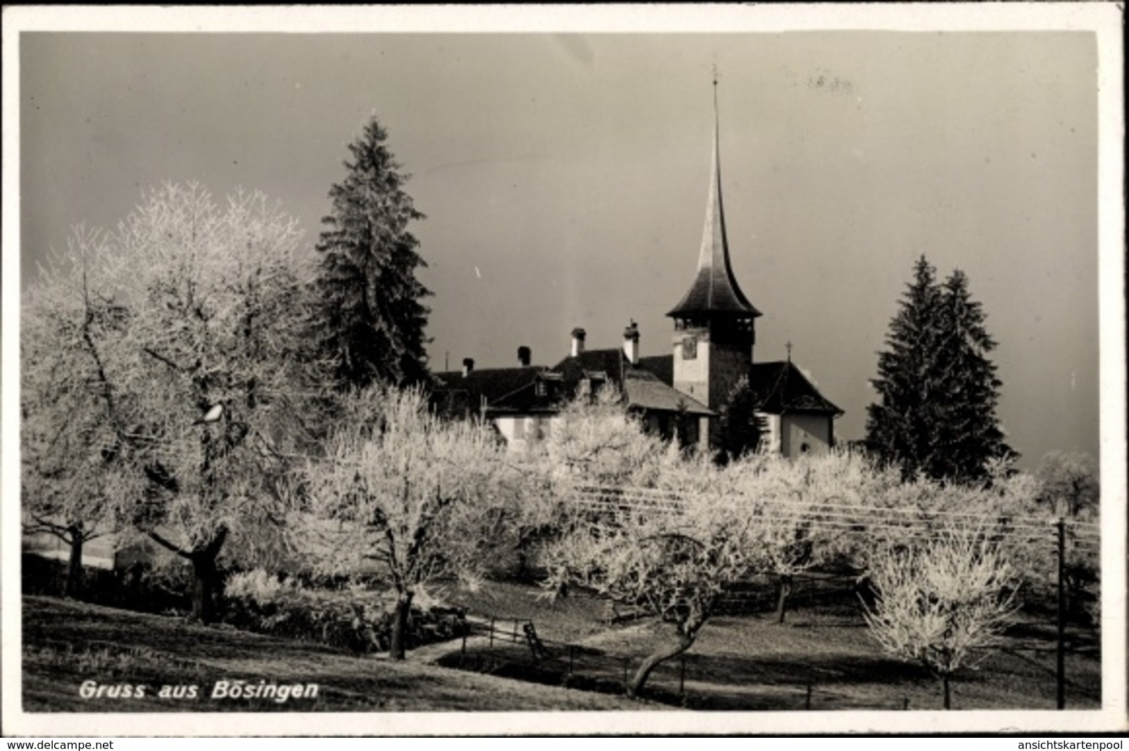 Cp Bösingen Kt. Freiburg Schweiz, Blick Zur Kirche - Fribourg