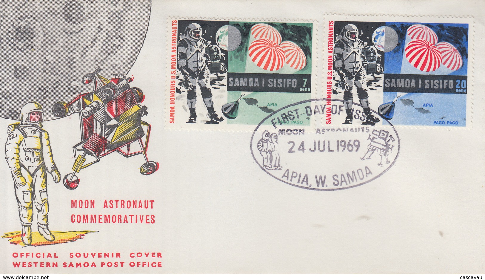 Enveloppe  FDC   1er  Jour   SAMOA   L' HOMME  SUR  LA  LUNE   1969 - Samoa