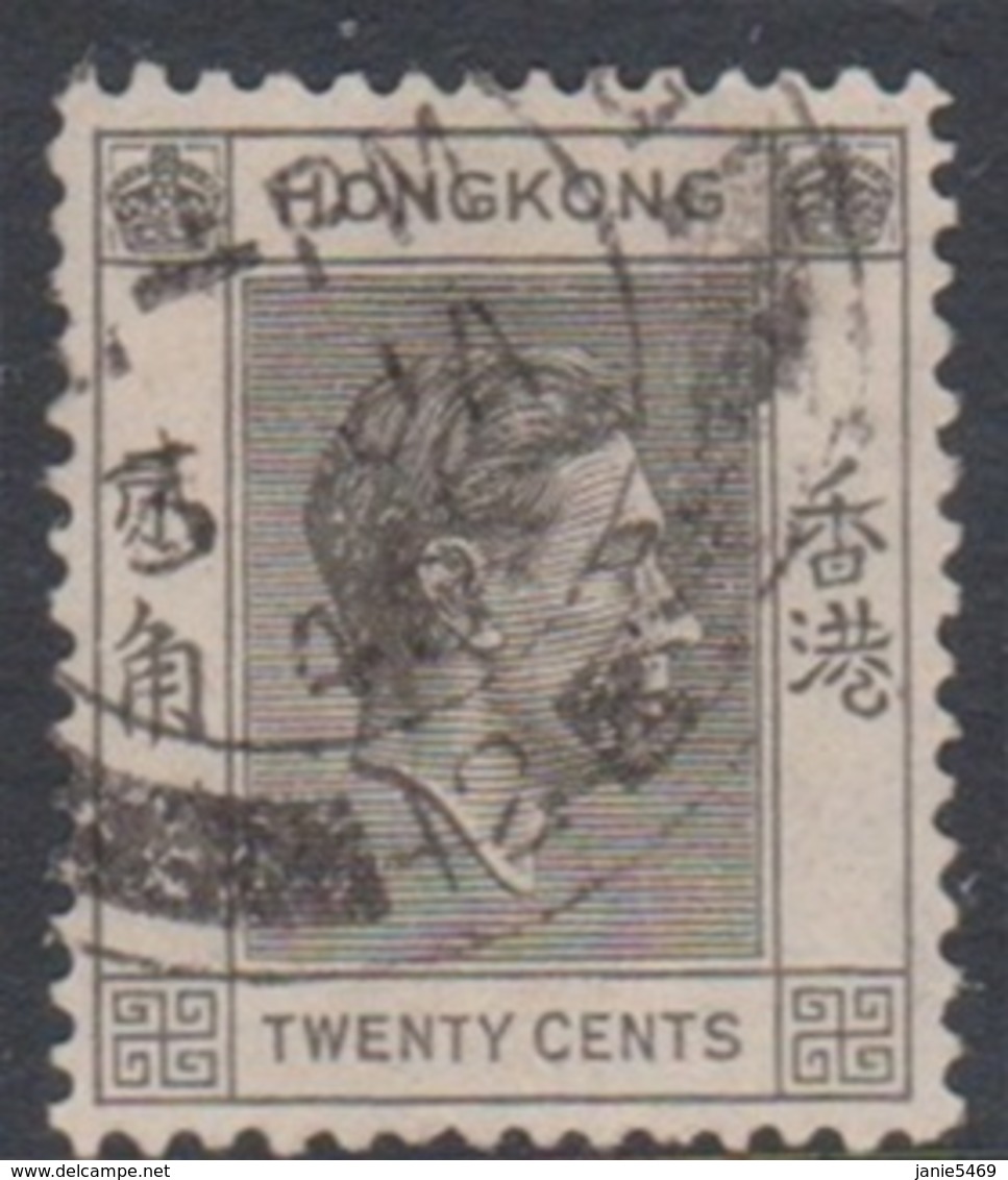 Hong Kong Scott 159A 1946 King George VI 20c Gray, Used - Used Stamps