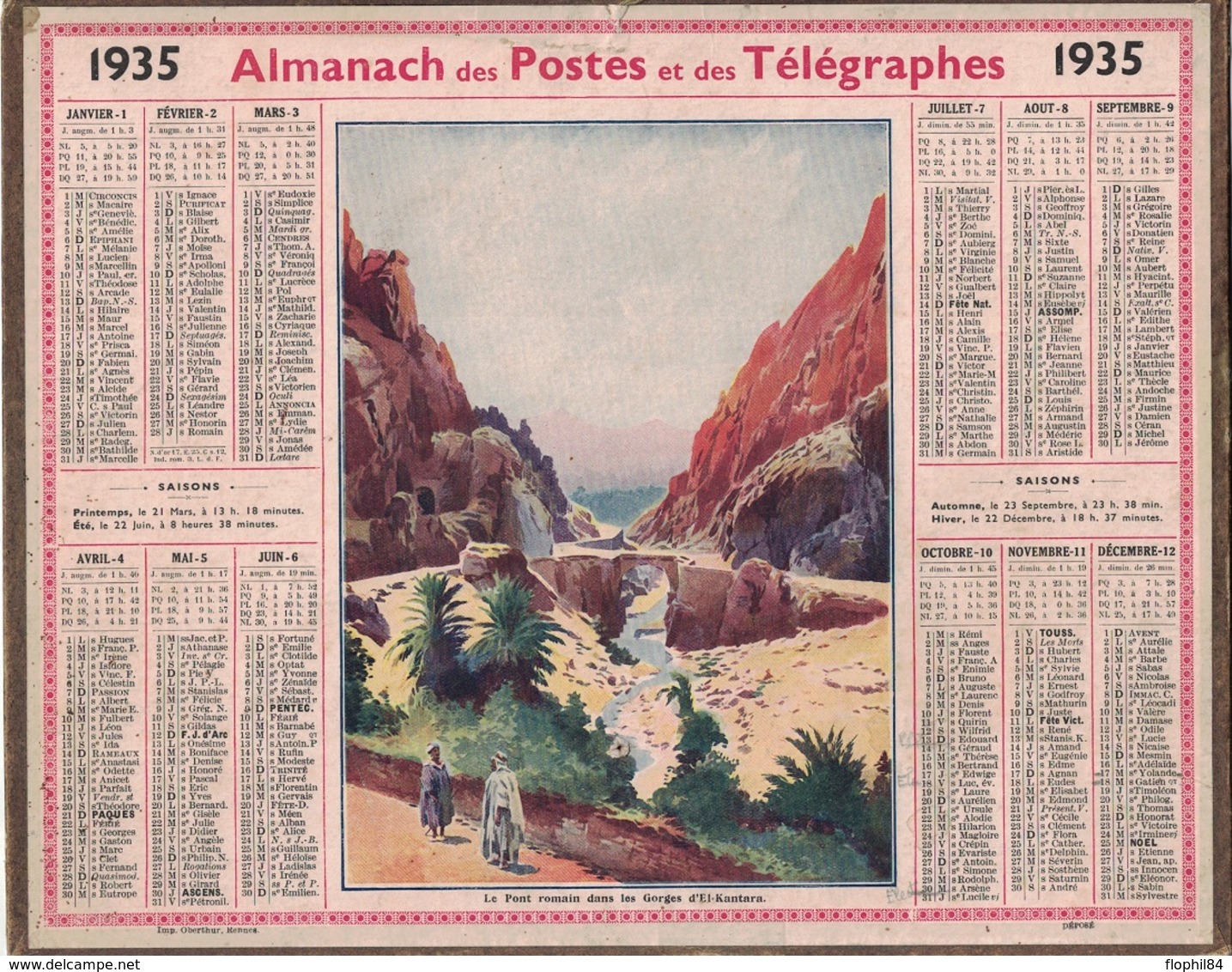 ALMANACH DES POSTES 1935 - FORMAT LIVRET CARTONNE SIMPLE- COMPLET AVEC CARTE - DEPARTEMENT DES BOUCHES DU RHONE. - Grand Format : 1941-60