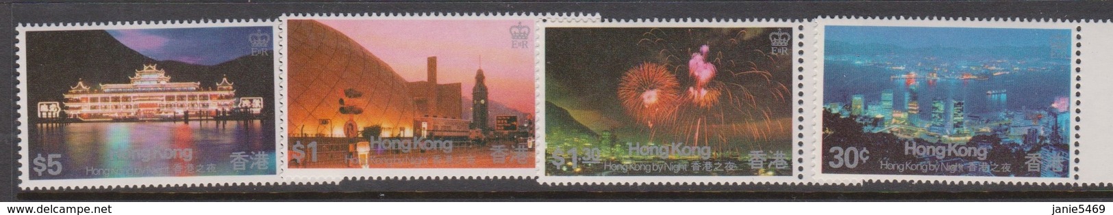 Hong Kong Scott 415-418 1983 Views By Night, Mint Never Hinged - Unused Stamps