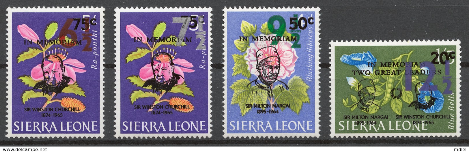 Sierra Leone 1967 Mi# 376-79** DEFINITIVE, FLOWERS, IN MEMORIAM MILTON MARGAI AND WINSTON CHURCHILL - Sierra Leone (1961-...)