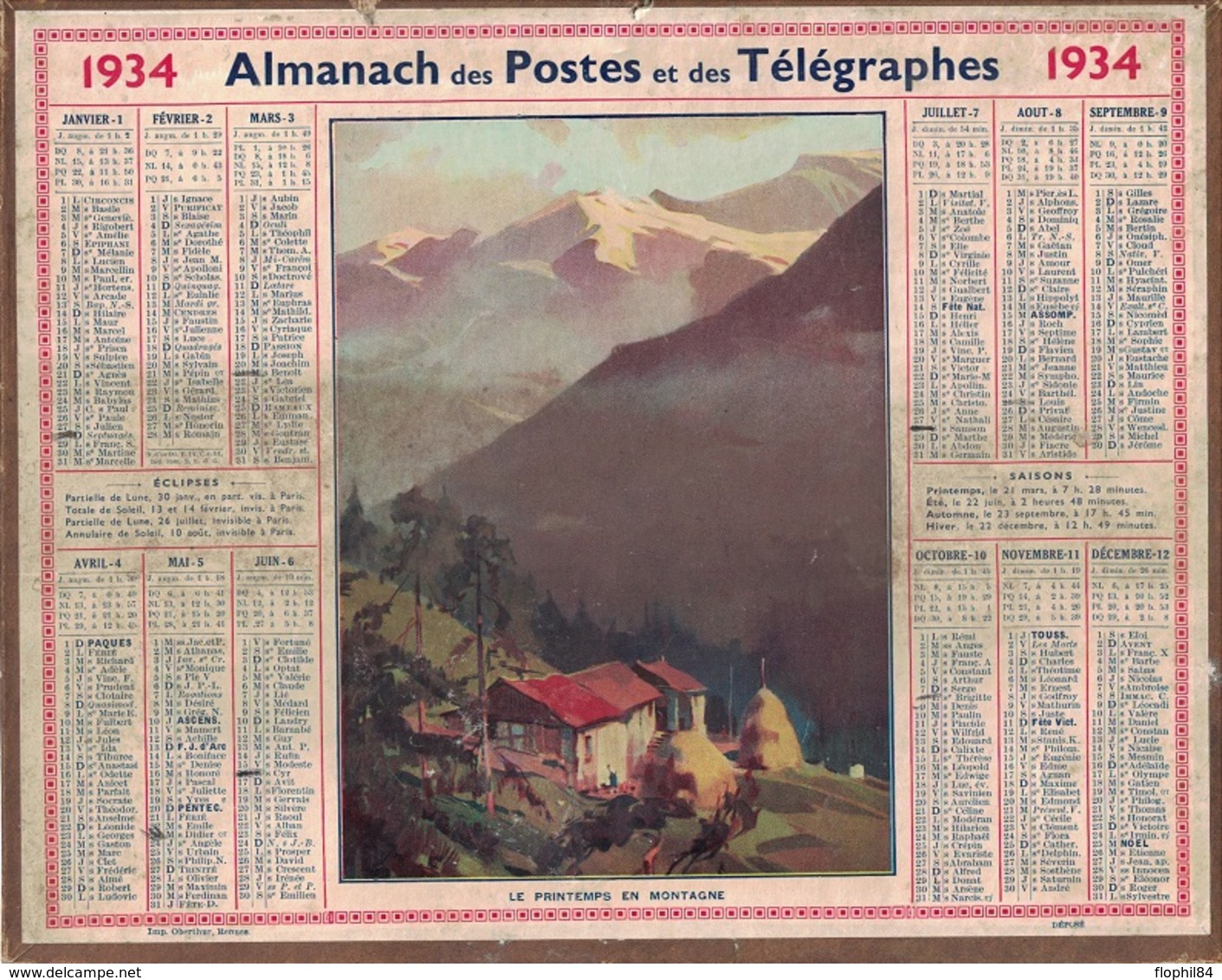 ALMANACH DES POSTES 1934 - FORMAT LIVRET CARTONNE SIMPLE- INCOMPLET SANS CARTE - DEPARTEMENT DU GARD. - Grand Format : 1941-60