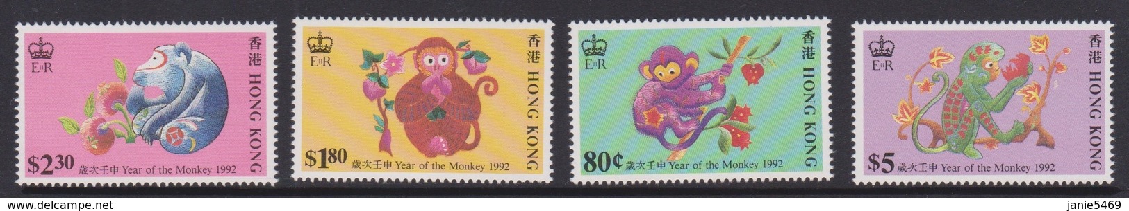 Hong Kong Scott 615-618 1992 Year Of The Monkey, Mint Never Hinged - Unused Stamps