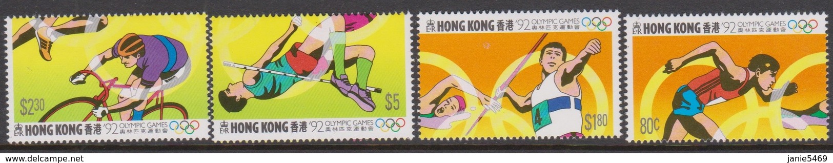 Hong Kong Scott 624-627 1992 Olympic Games, Mint Never Hinged - Unused Stamps