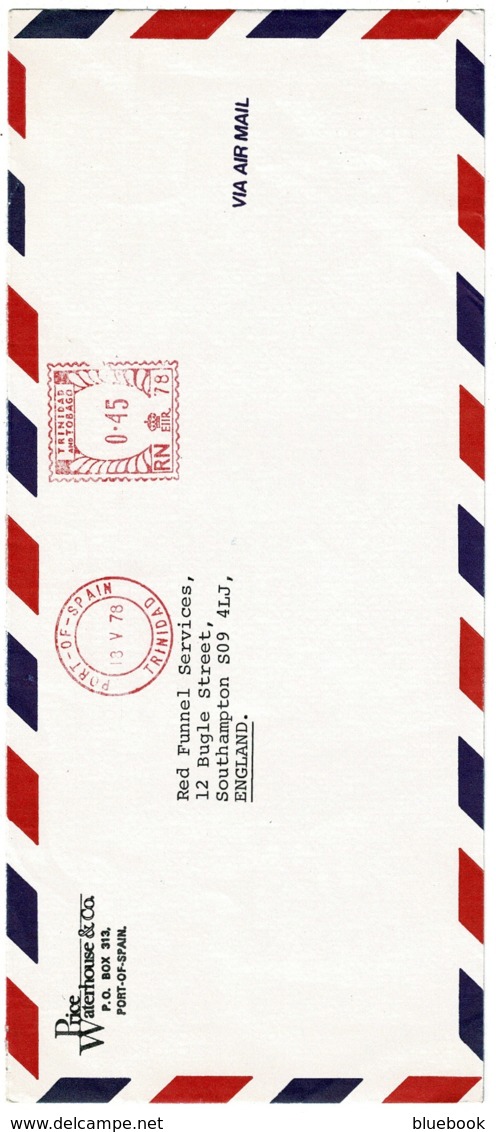 Ref 1253 - 1978 Airmail Cover - Port-of-Spain Trinidad To Southampton UK - Good Meter Mark - Trinidad & Tobago (1962-...)