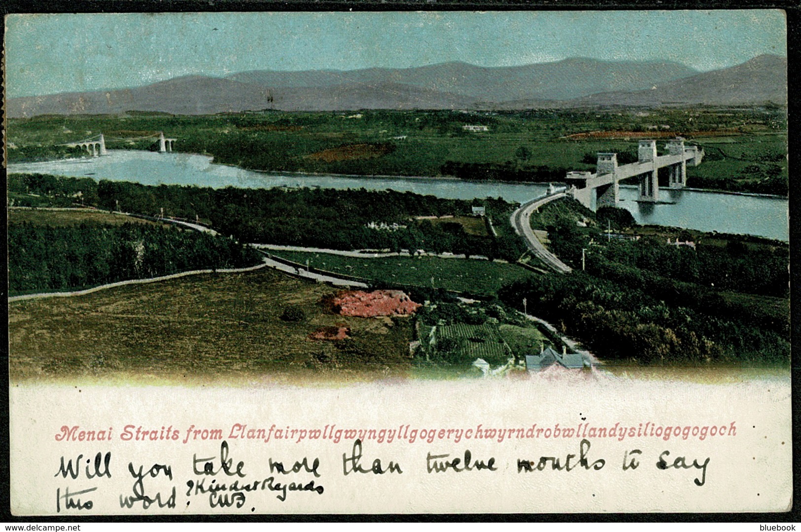 Ref 1253 - 1904 Postcard - Menai Straits & Bridge - Caernarvonshire Wales - Caernarvonshire