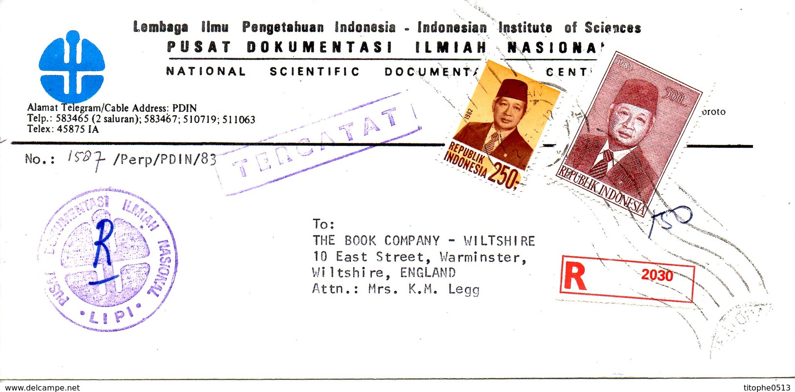 INDONESIE. N°966 De 1982 & N°982 De 1983 Sur Enveloppe Ayant Circulé. Président Suharto. - Indonesia