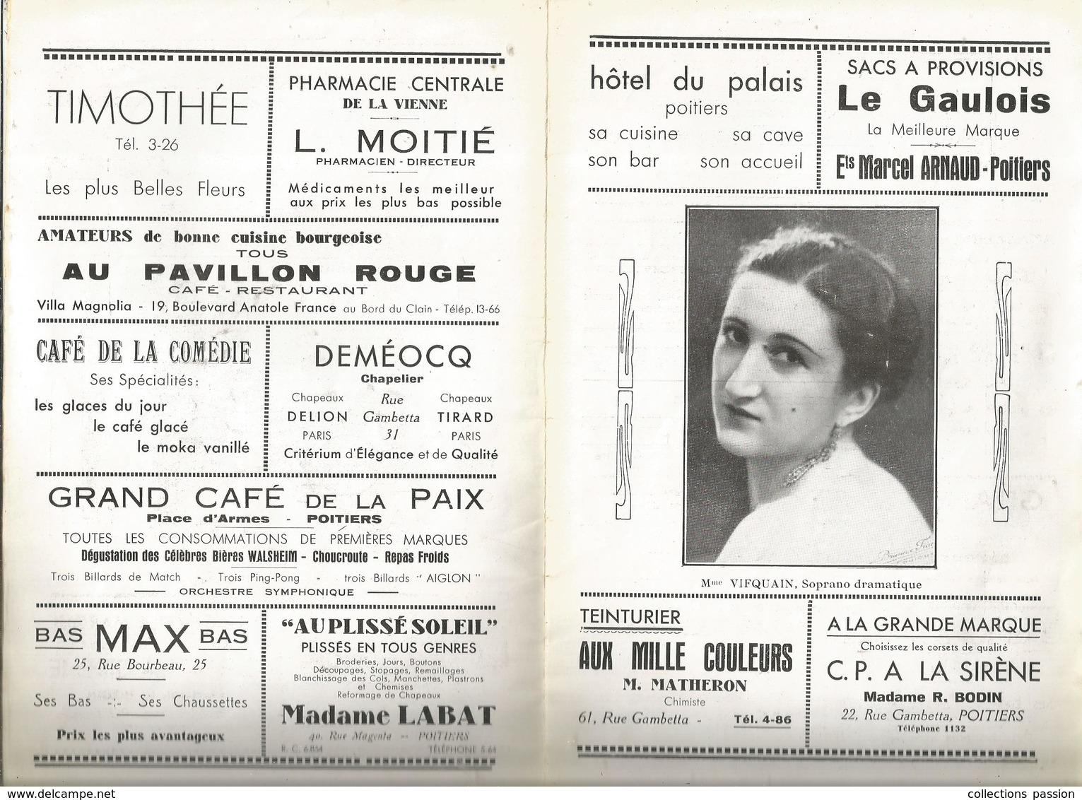 Programme , Ville De POITIERS ,  Saison Lyrique 1934 ,19 Pages ,photographies ,publicités , 6 Scans , Frais Fr 2.95 E - Programmi